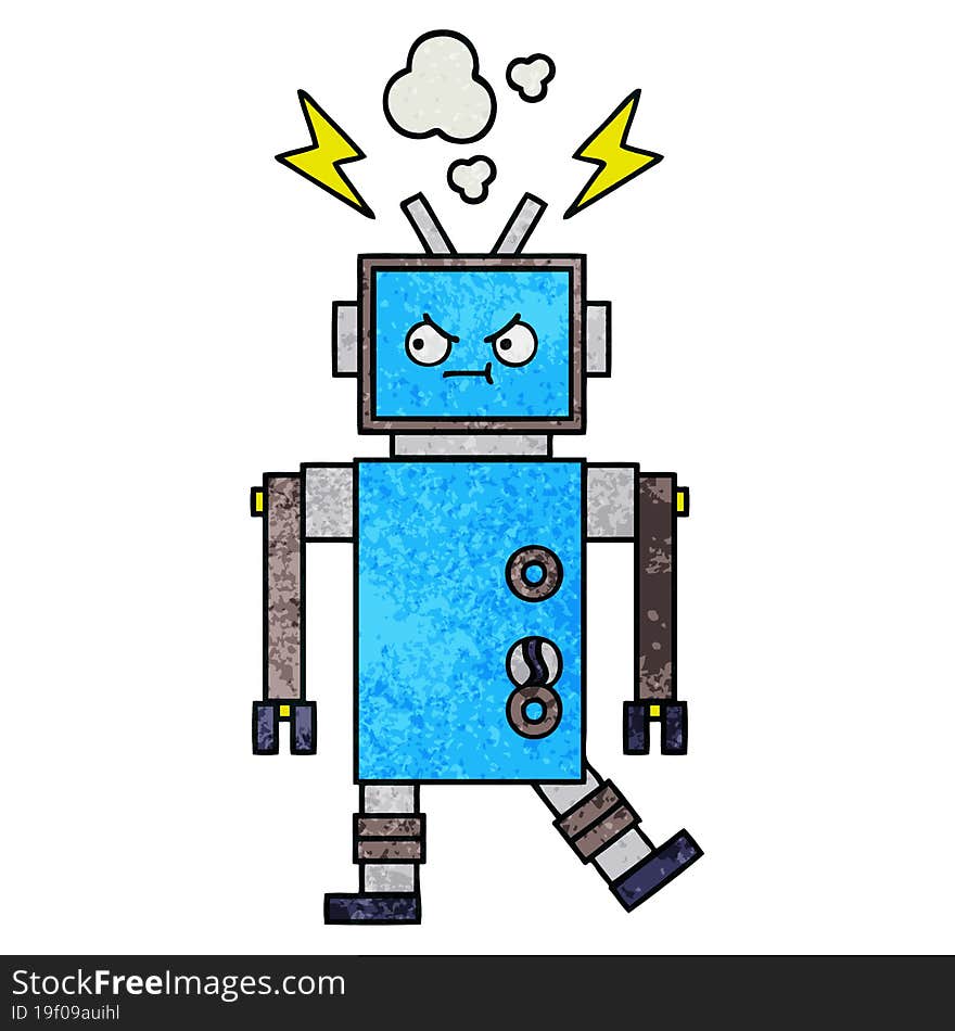 Retro Grunge Texture Cartoon Robot