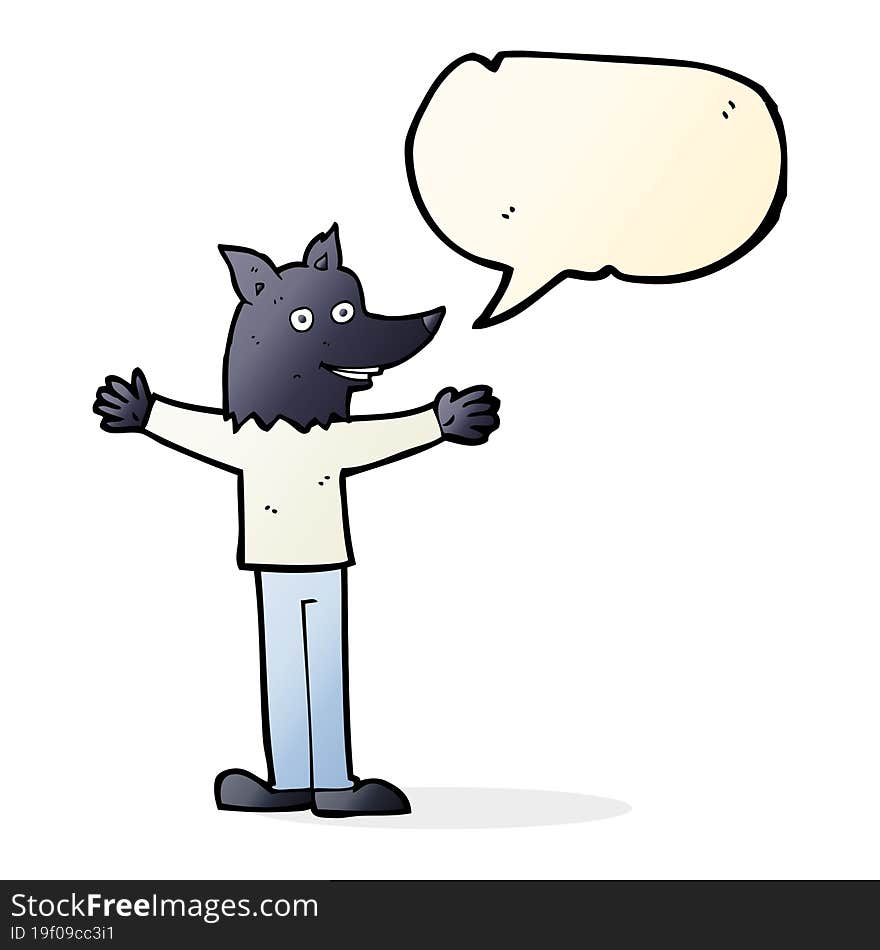 cartoon werewolf with speech bubble