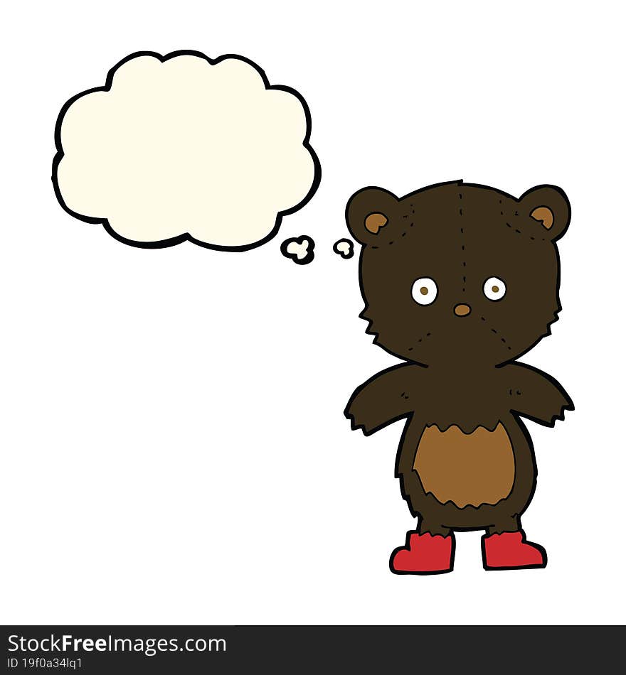 cartoon black bear cub with thought bubble