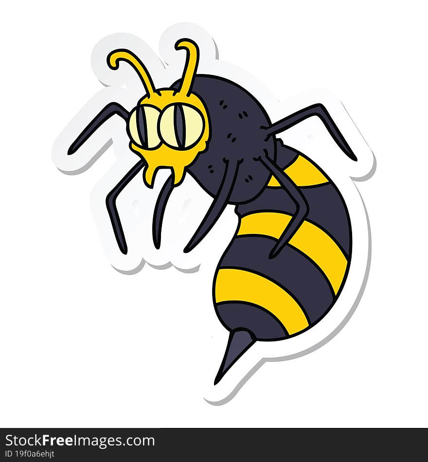 sticker of a quirky hand drawn cartoon wasp