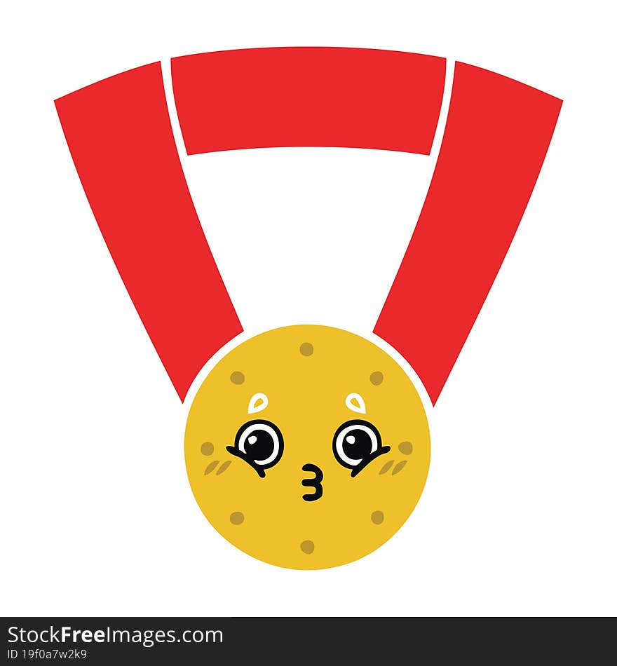 Flat Color Retro Cartoon Gold Medal