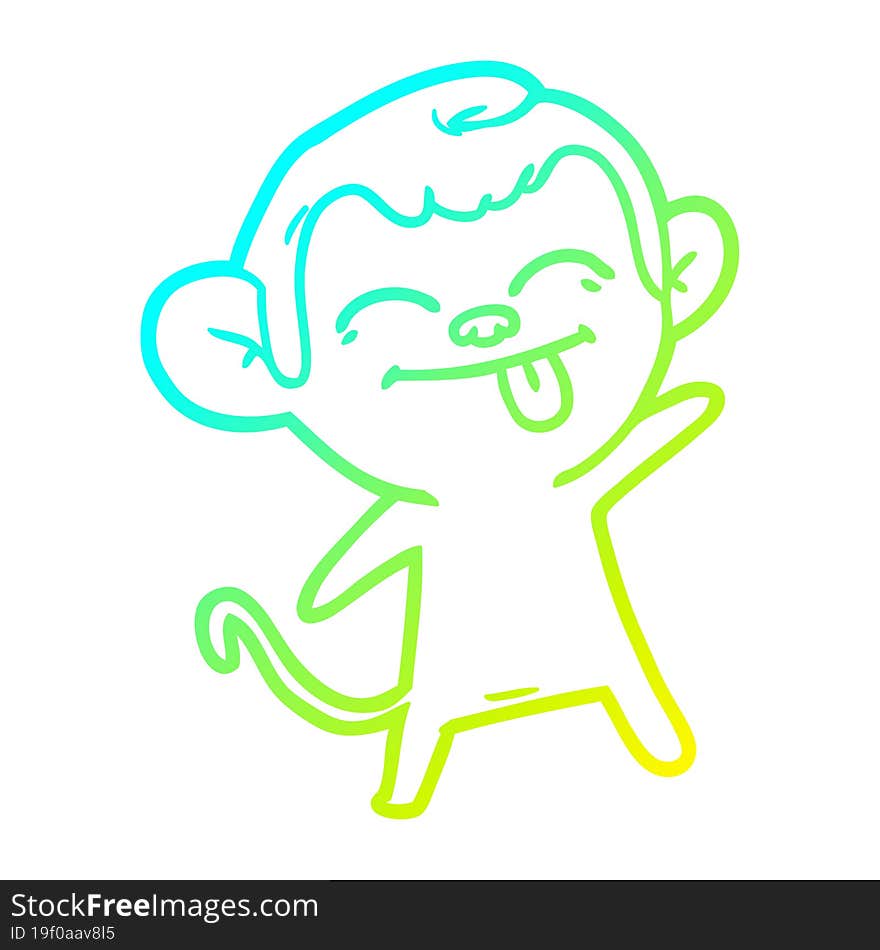 cold gradient line drawing funny cartoon monkey