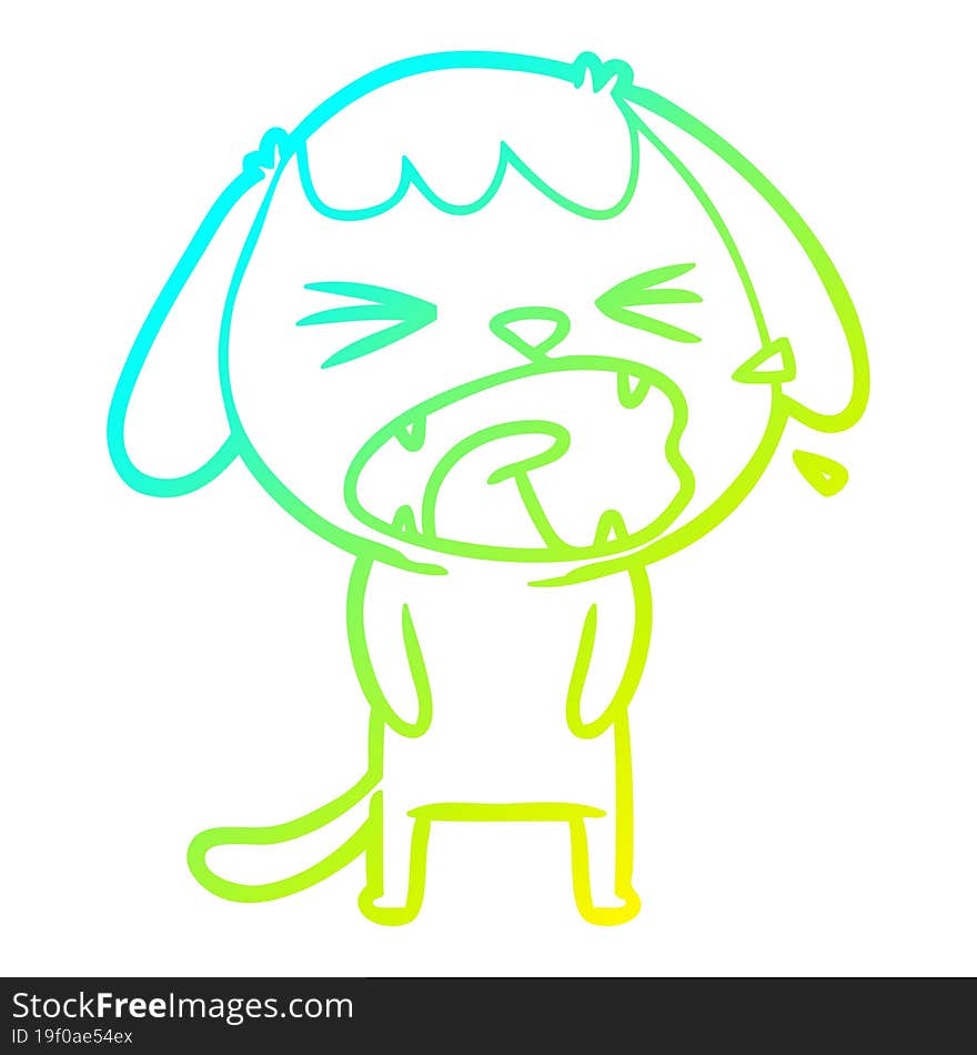 cold gradient line drawing of a cute cartoon dog