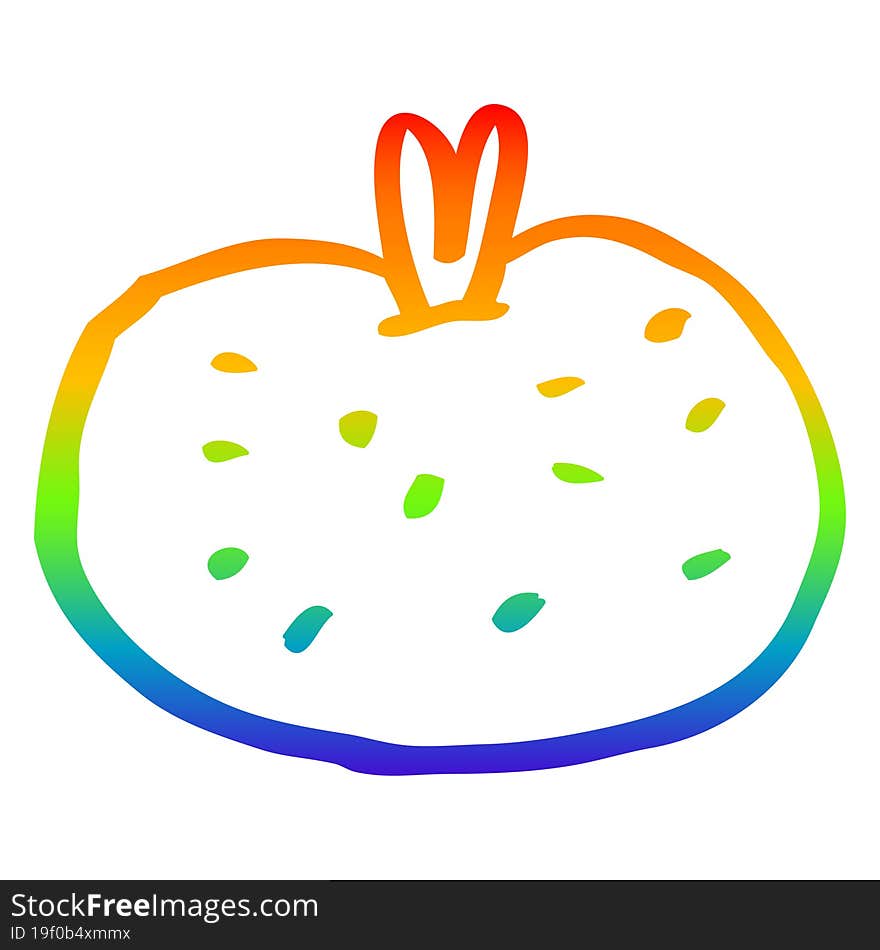 Rainbow Gradient Line Drawing Cartoon Tomato