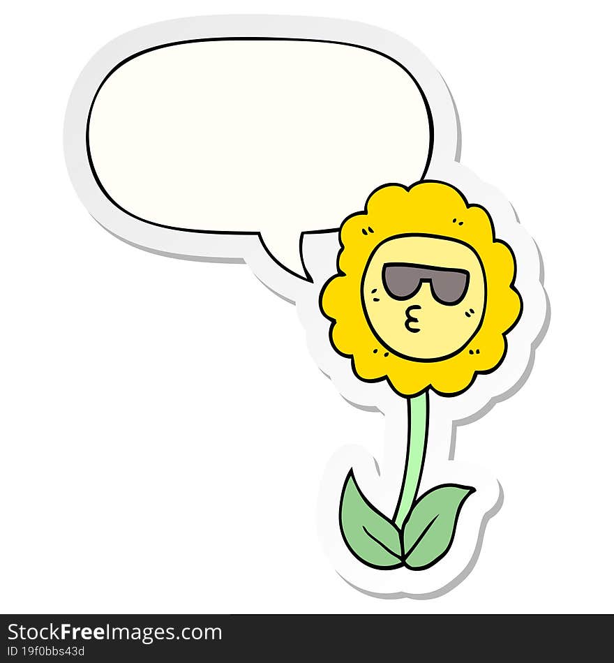 cartoon flower with speech bubble sticker. cartoon flower with speech bubble sticker