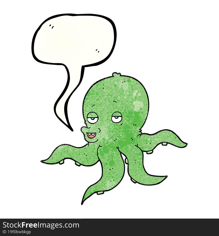 speech bubble textured cartoon octopus