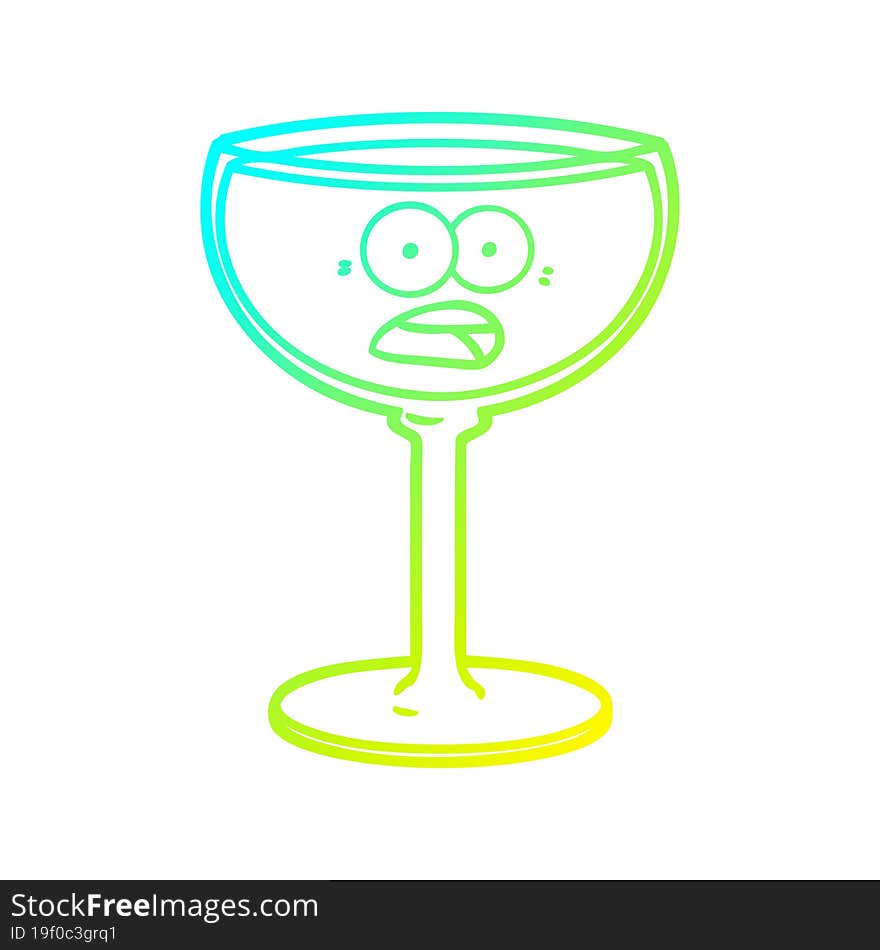 cold gradient line drawing cartoon glass of wine