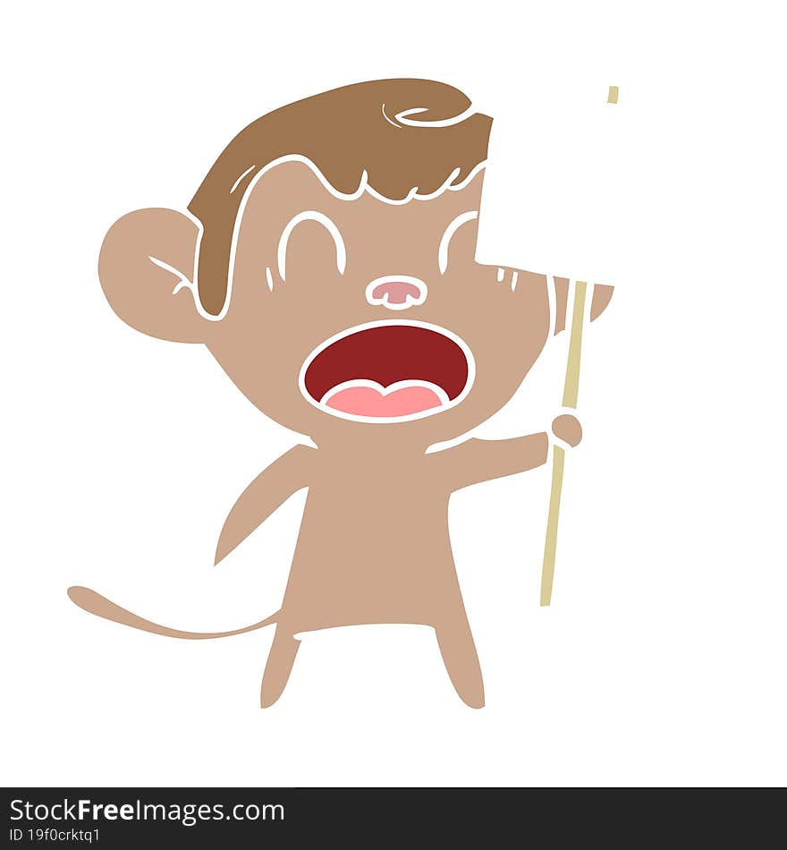 shouting flat color style cartoon monkey