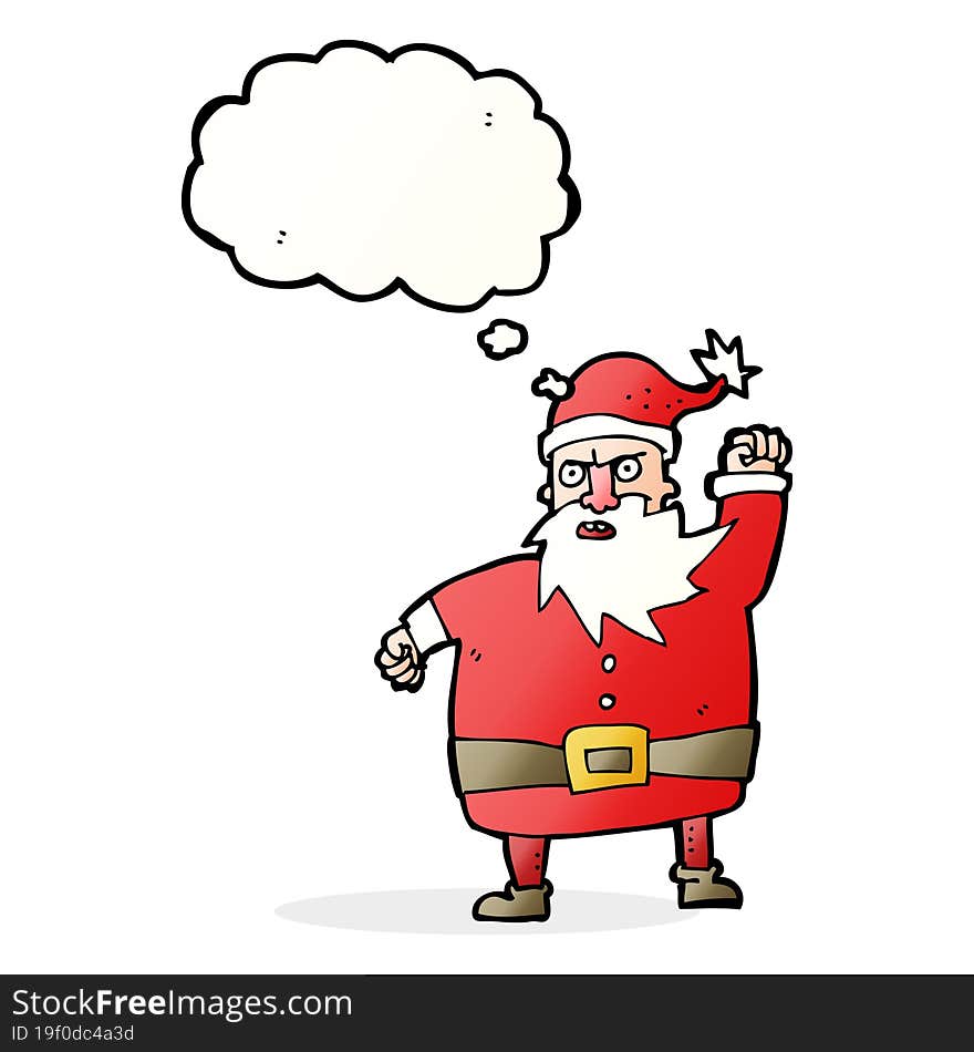 cartoon santa claus with thought bubble