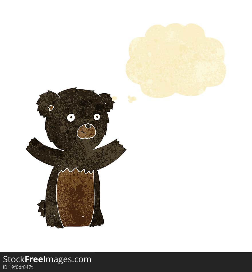 cartoon black bear cub with thought bubble