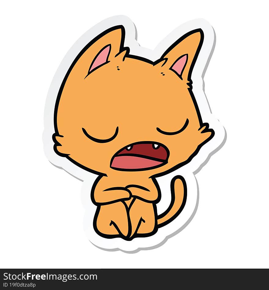 sticker of a talking cat cartoon