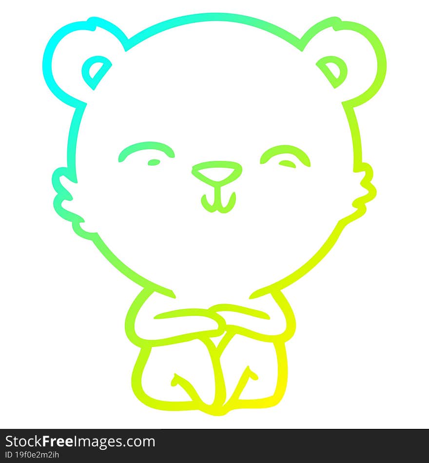 cold gradient line drawing happy cartoon bear sitting