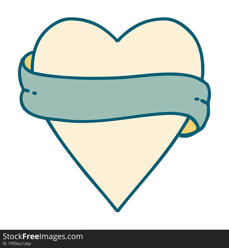 Tattoo Style Icon Of A Heart And Banner