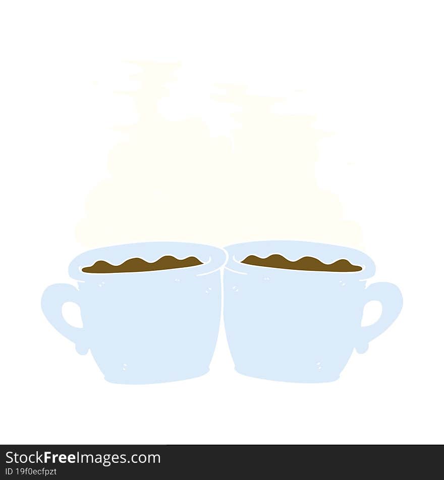 flat color illustration of a cartoon old coffee cup