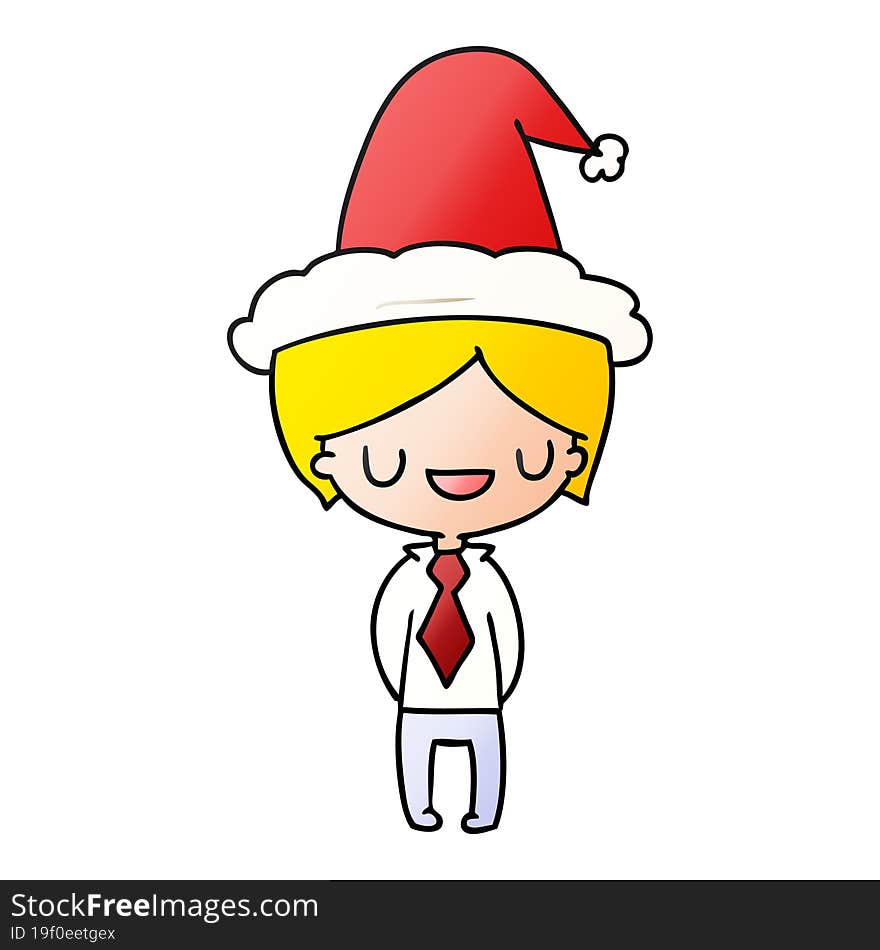 hand drawn christmas gradient cartoon of kawaii boy