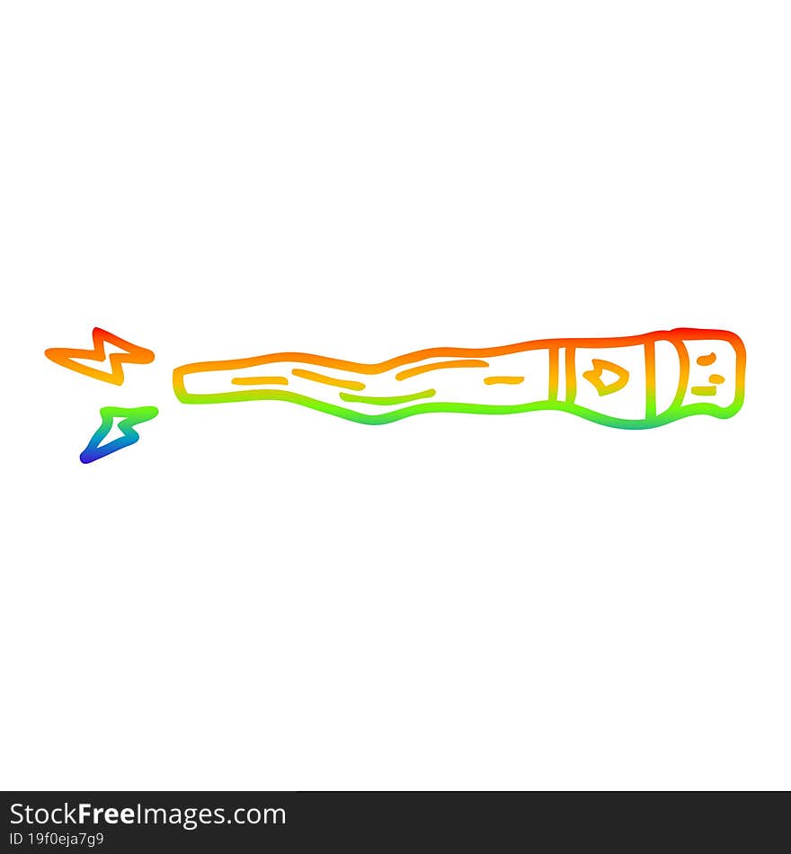 rainbow gradient line drawing of a cartoon magic wand