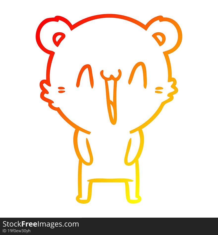 Warm Gradient Line Drawing Happy Bear Cartoon