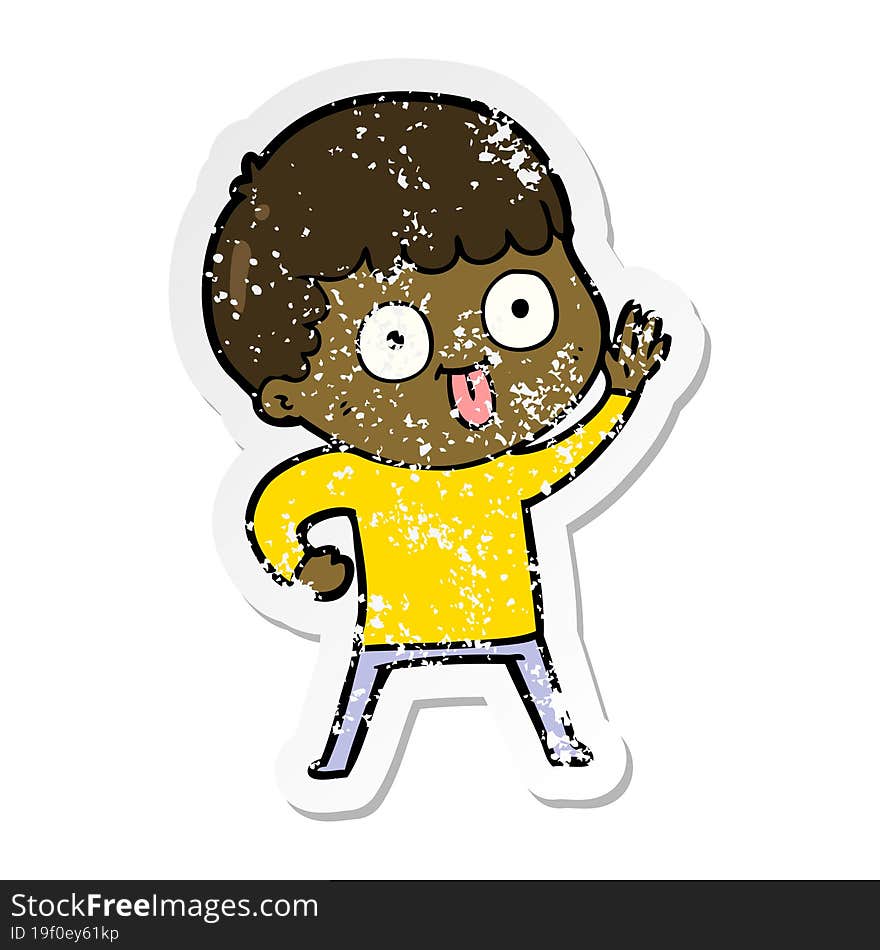 distressed sticker of a cartoon man staring