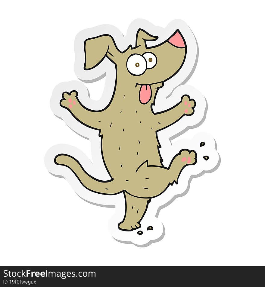 sticker of a cartoon dancing dog