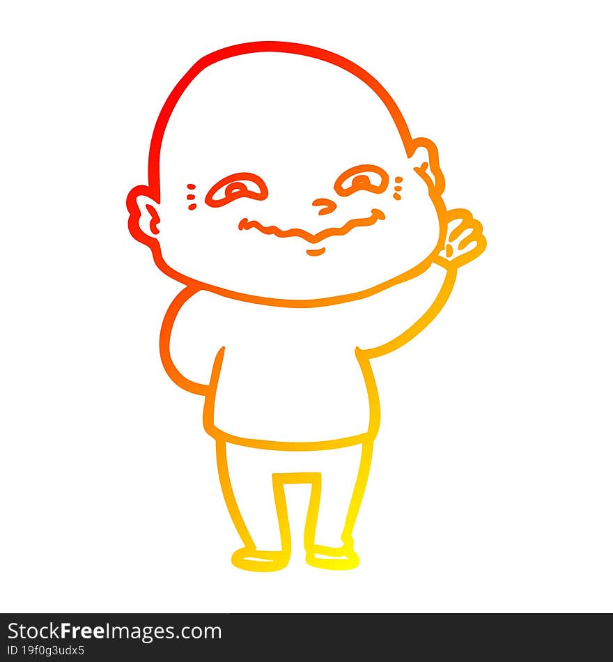 warm gradient line drawing cartoon creepy guy