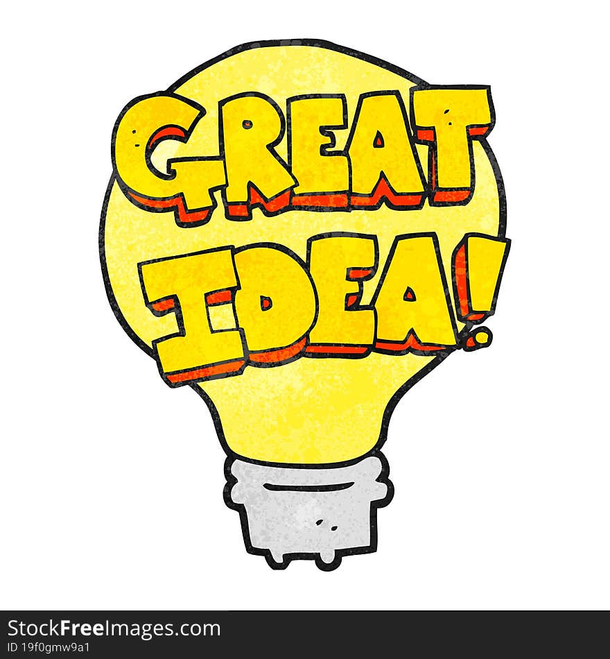 textured cartoon great idea light bulb symbol