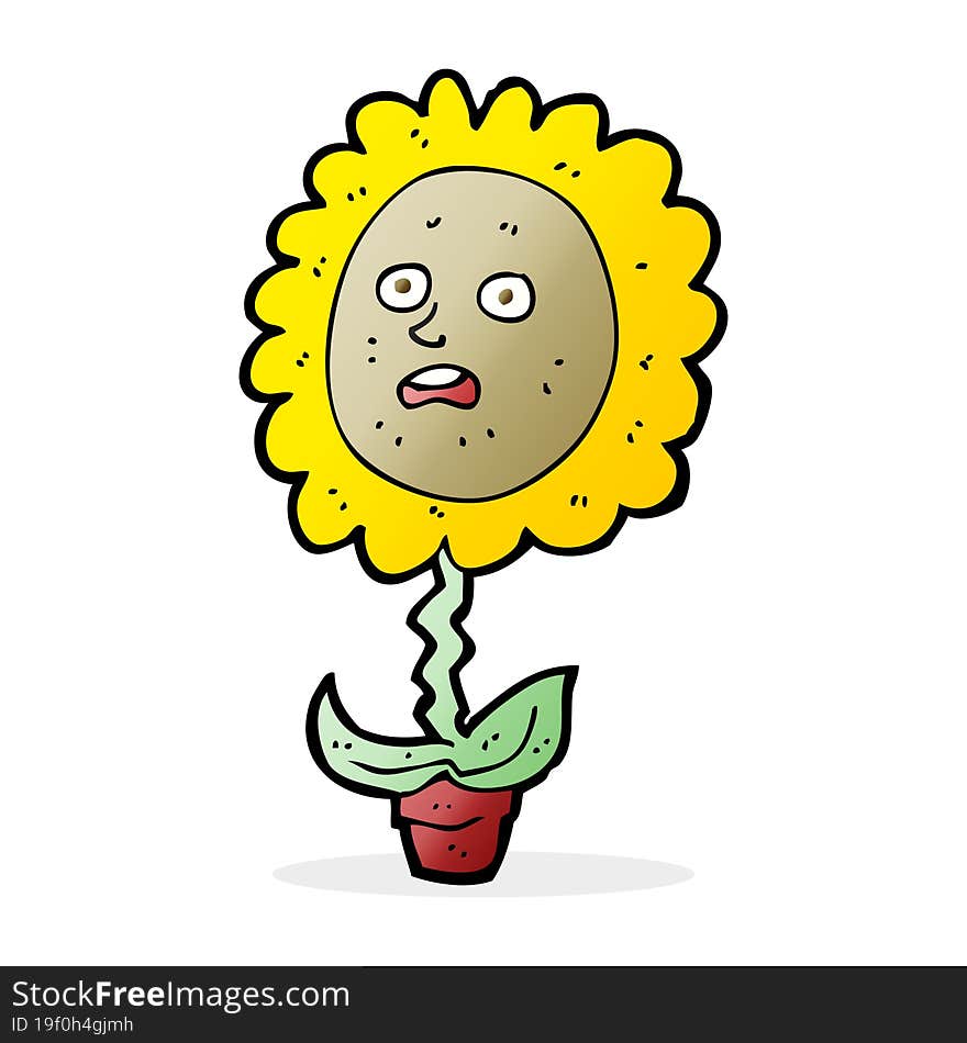 cartoon flower with face