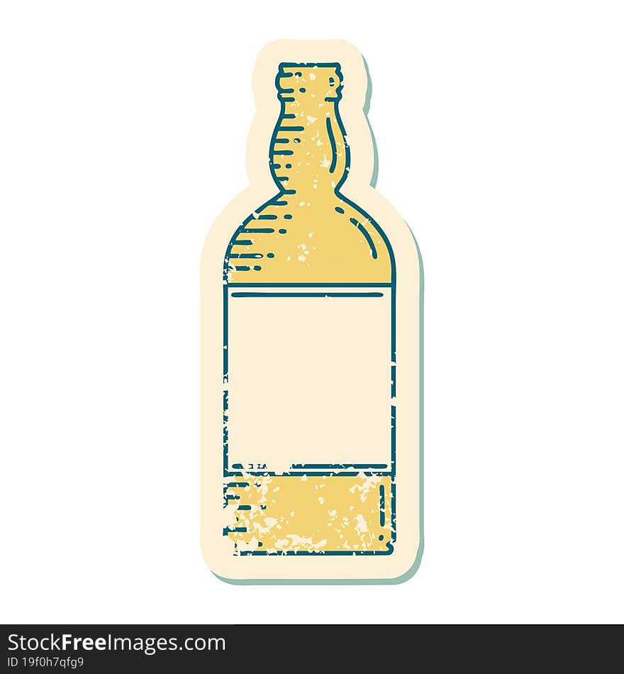 Distressed Sticker Tattoo Style Icon Of A Bottle