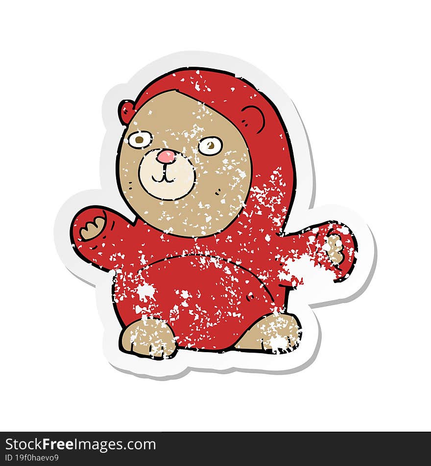 retro distressed sticker of a cartoon teddy bear