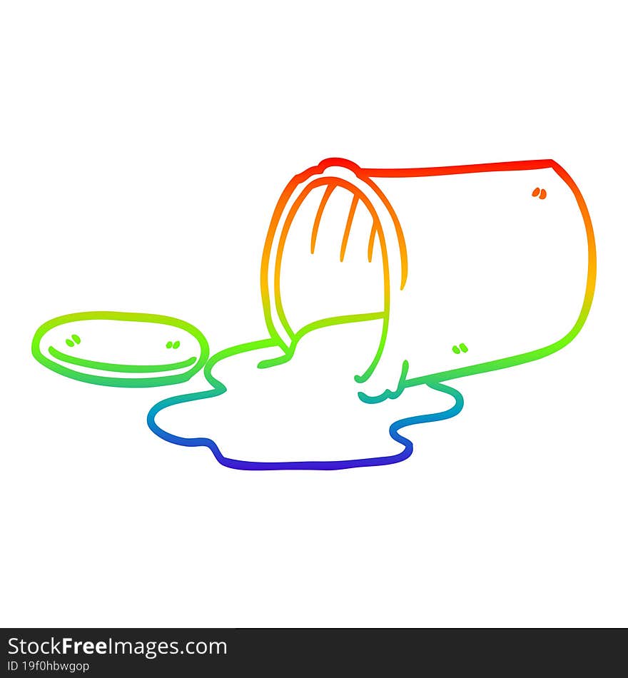 Rainbow Gradient Line Drawing Cartoon Of Spilt Food