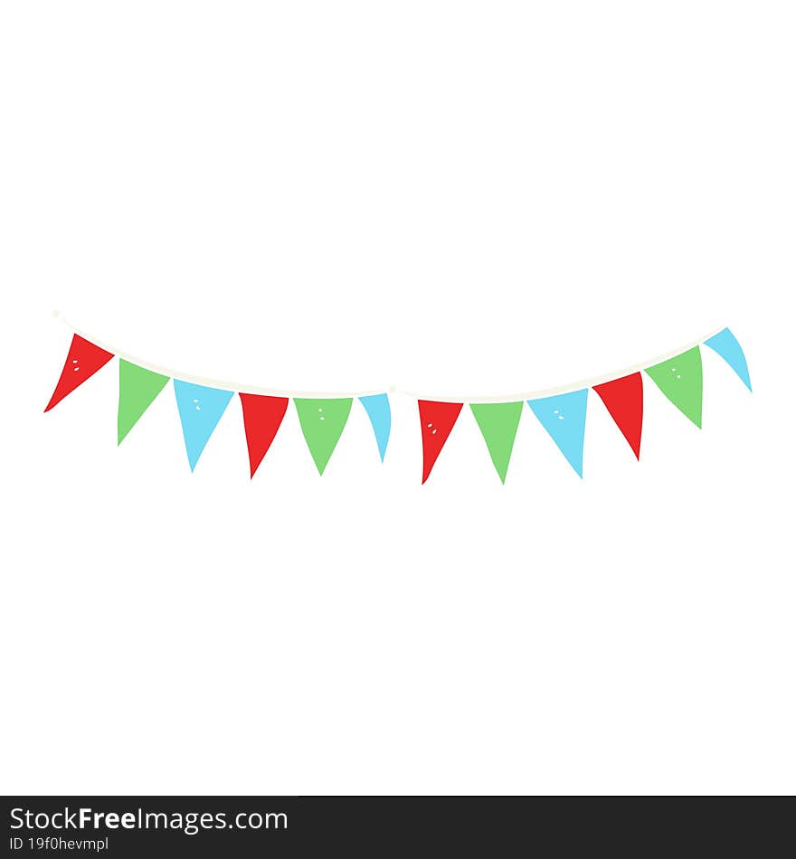 Flat Color Illustration Of A Cartoon Bunting Flags