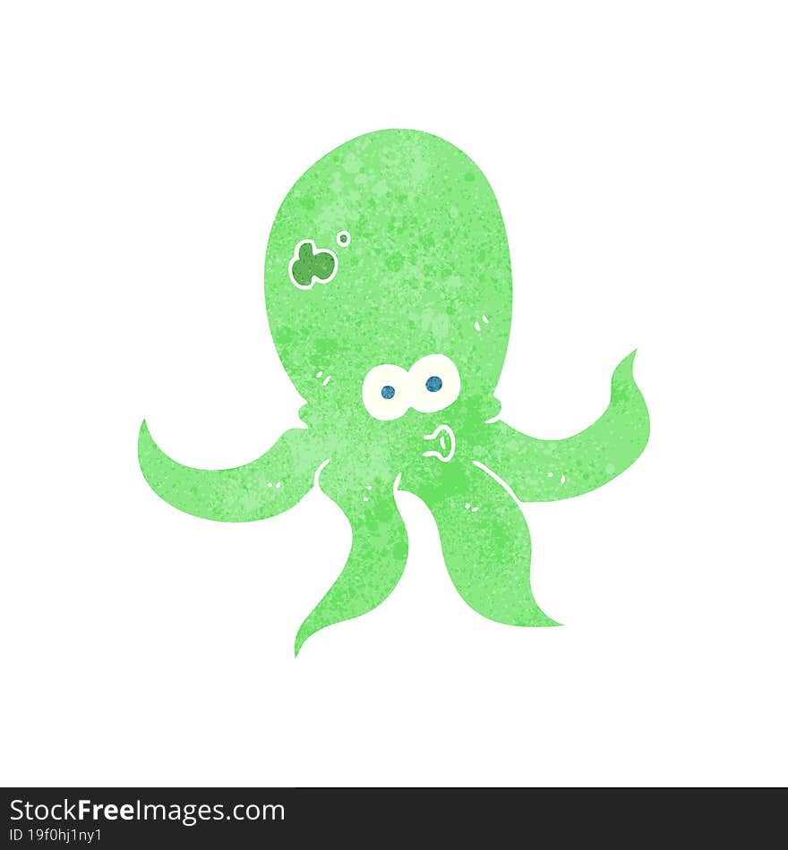 freehand retro cartoon octopus