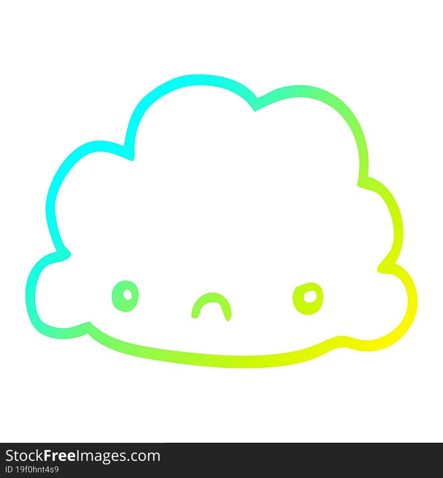 cold gradient line drawing of a cartoon cloud