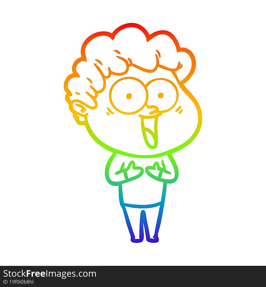 rainbow gradient line drawing cartoon happy man