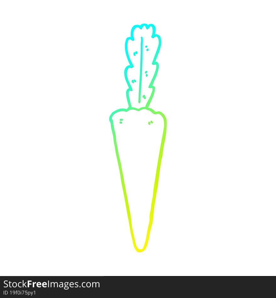 Cold Gradient Line Drawing Cartoon Carrot