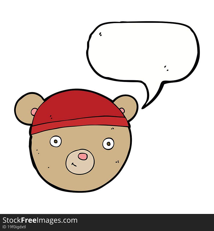 Cartoon Teddy Bear Head With Speech Bubble