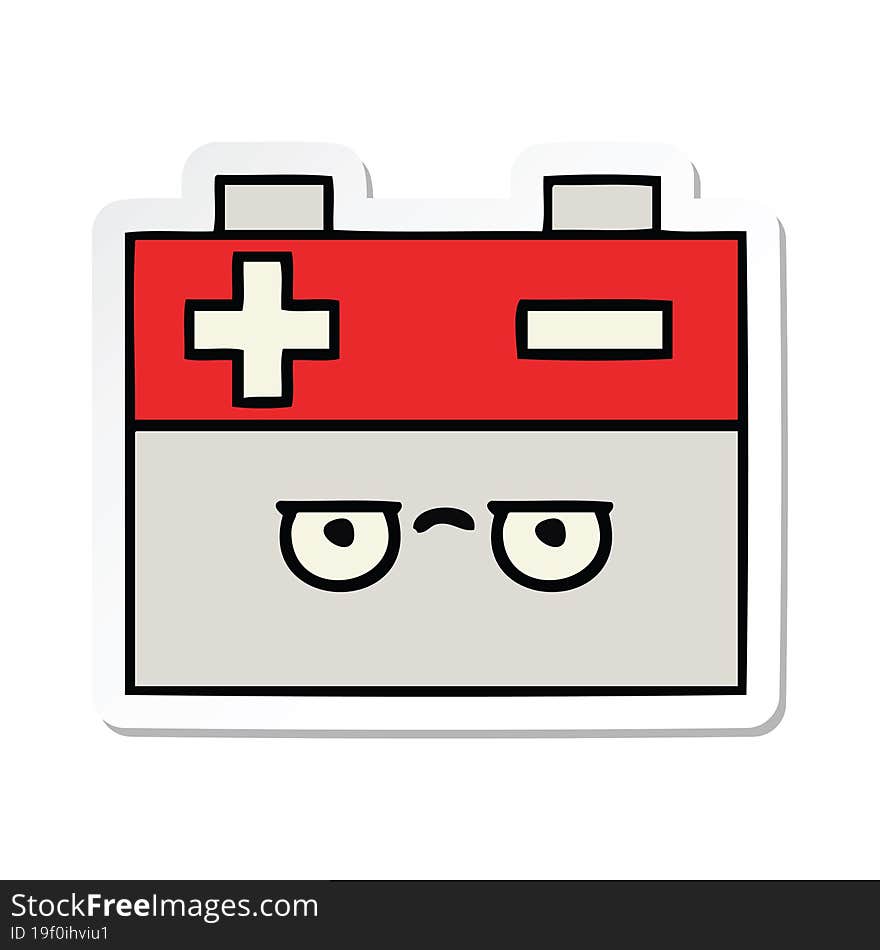 sticker of a cute cartoon car battery