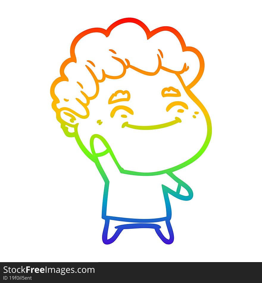 rainbow gradient line drawing cartoon friendly man