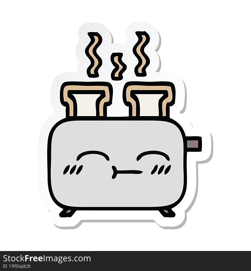 Sticker Of A Cute Cartoon Of A Toaster