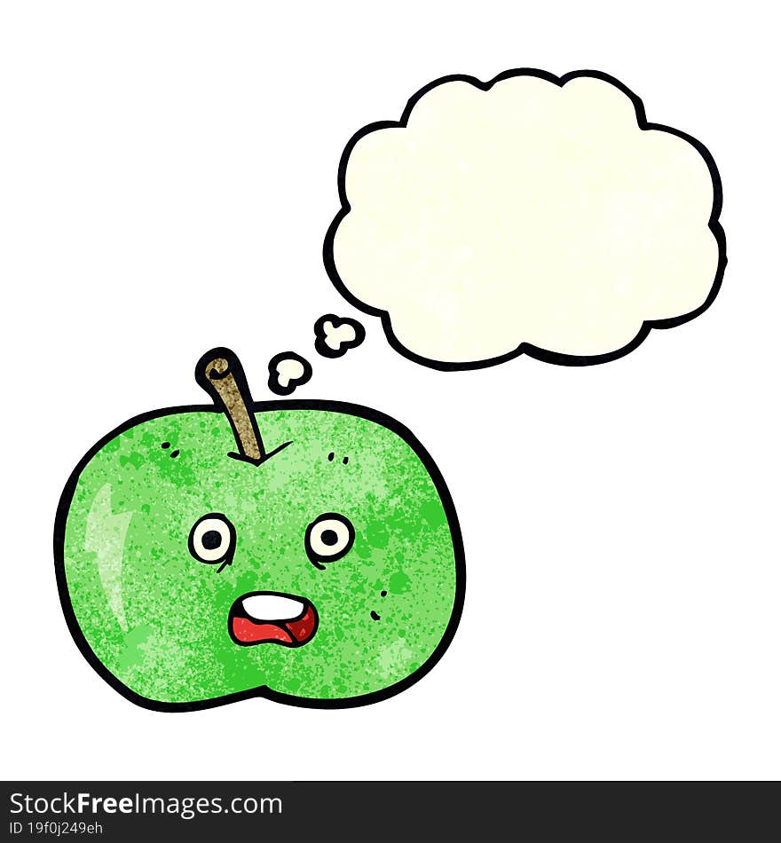 cartoon shiny apple with thought bubble