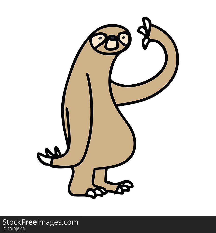 quirky hand drawn cartoon sloth