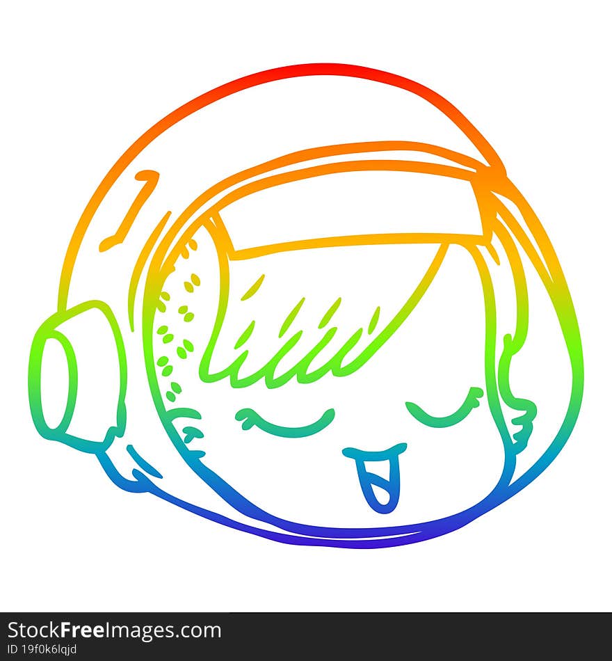 rainbow gradient line drawing cartoon astronaut face