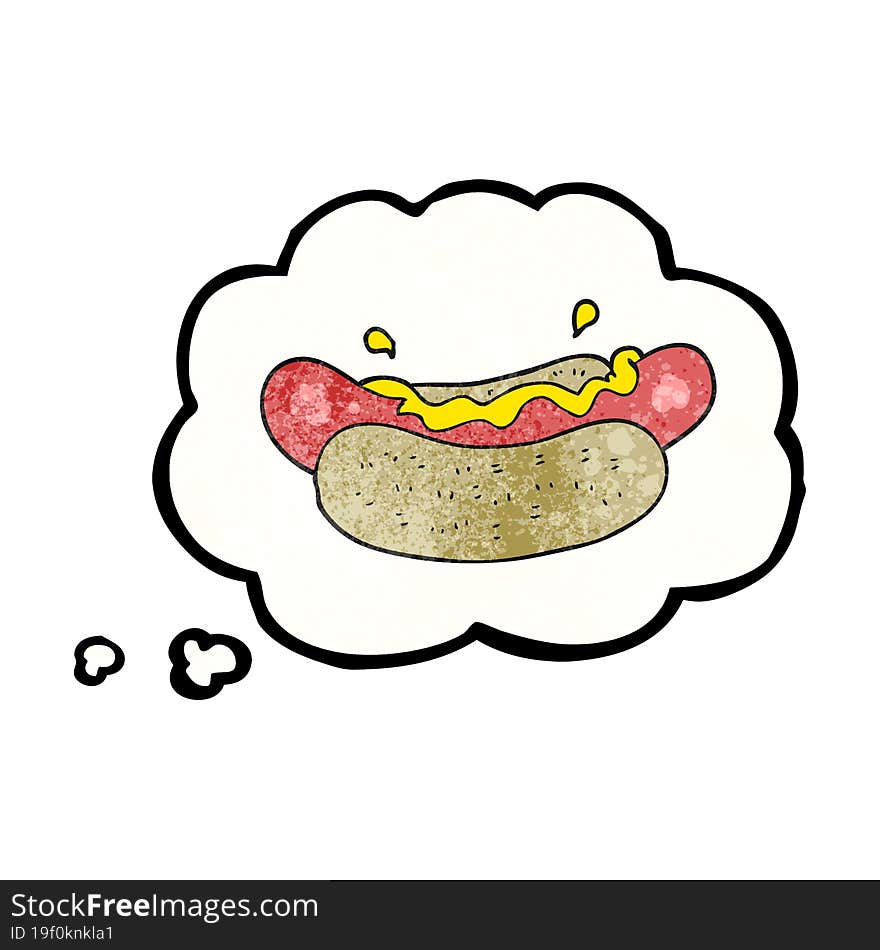 Thought Bubble Textured Cartoon Hotdog