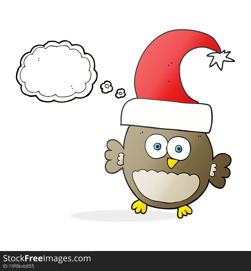 Thought Bubble Cartoon Little Christmas Owl