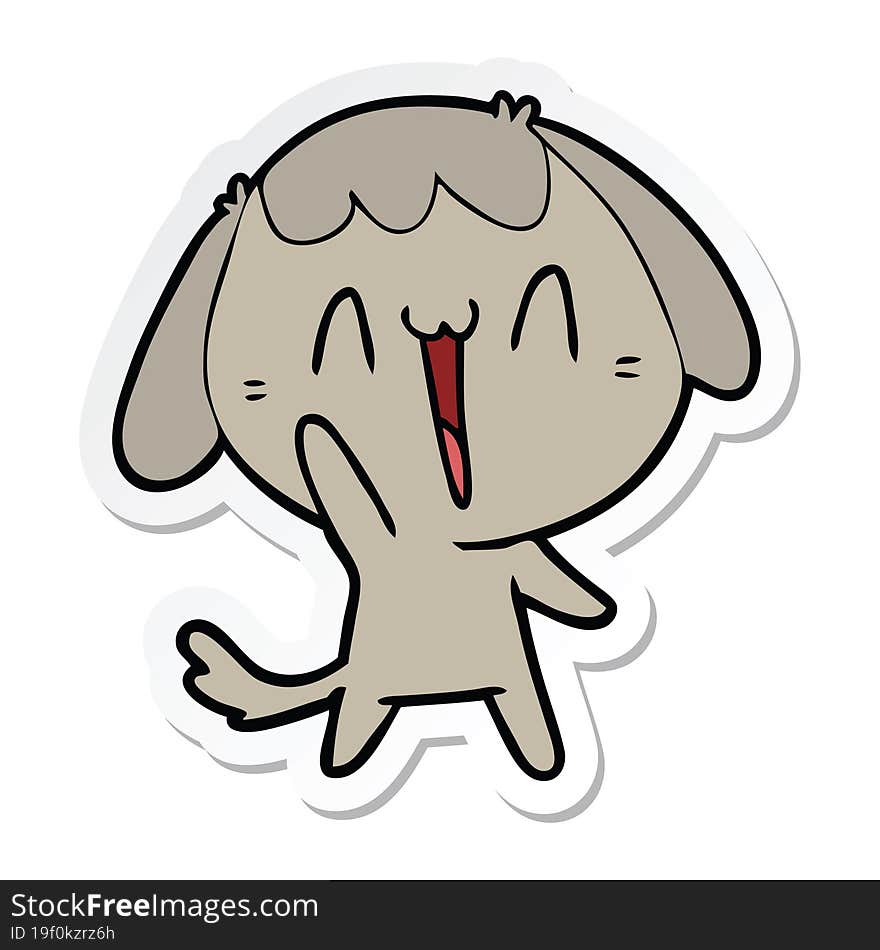 Sticker Of A Cute Cartoon Dog