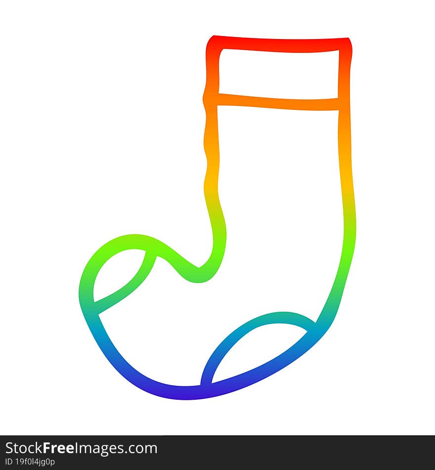 rainbow gradient line drawing cartoon old sock