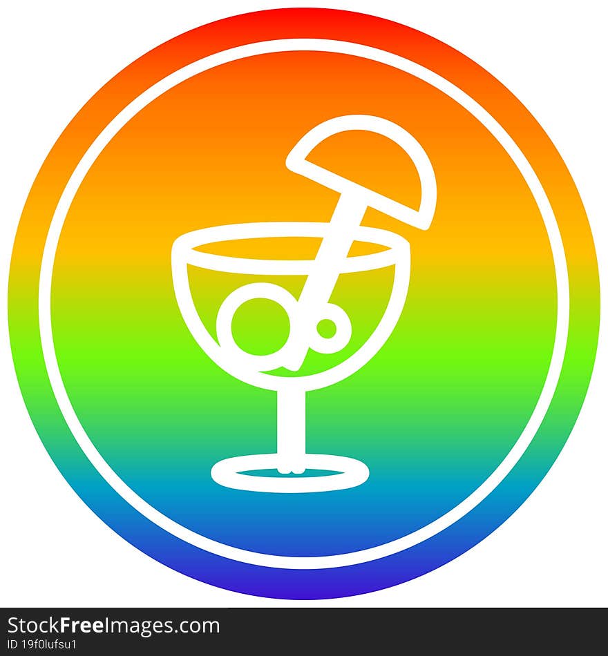 cocktail with umbrella circular in rainbow spectrum