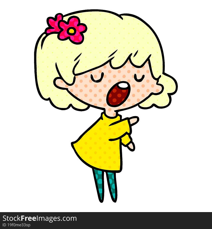 cartoon illustration of a cute kawaii girl. cartoon illustration of a cute kawaii girl