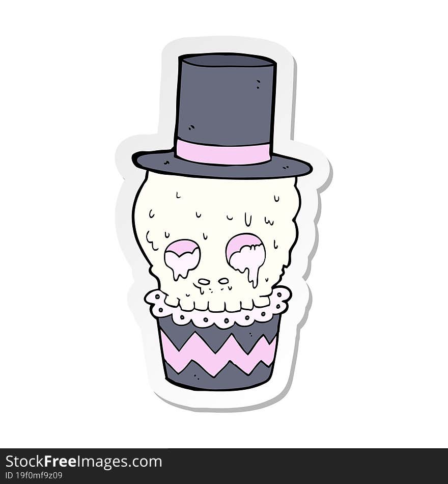 sticker of a spooky cupcake cartoon