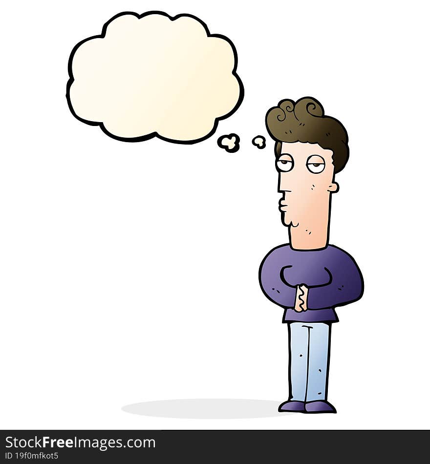 Cartoon Jaded Man With Thought Bubble