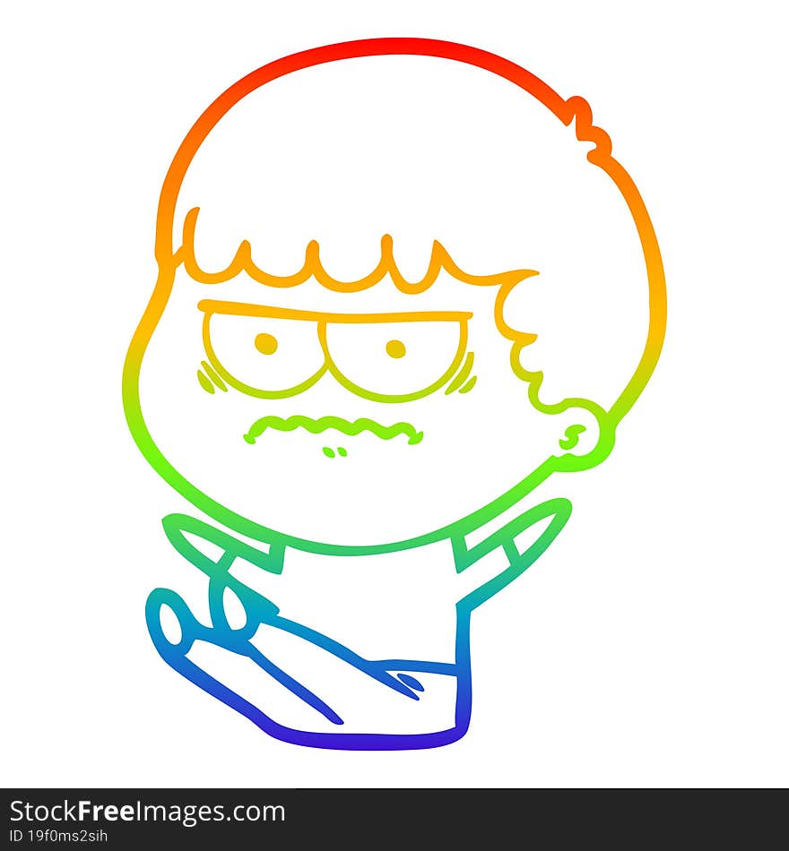 rainbow gradient line drawing cartoon annoyed man